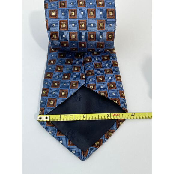 Brooks Brothers 346 Silk Necktie Blue Geometric Office Preppy Country Club - Picture 5 of 6